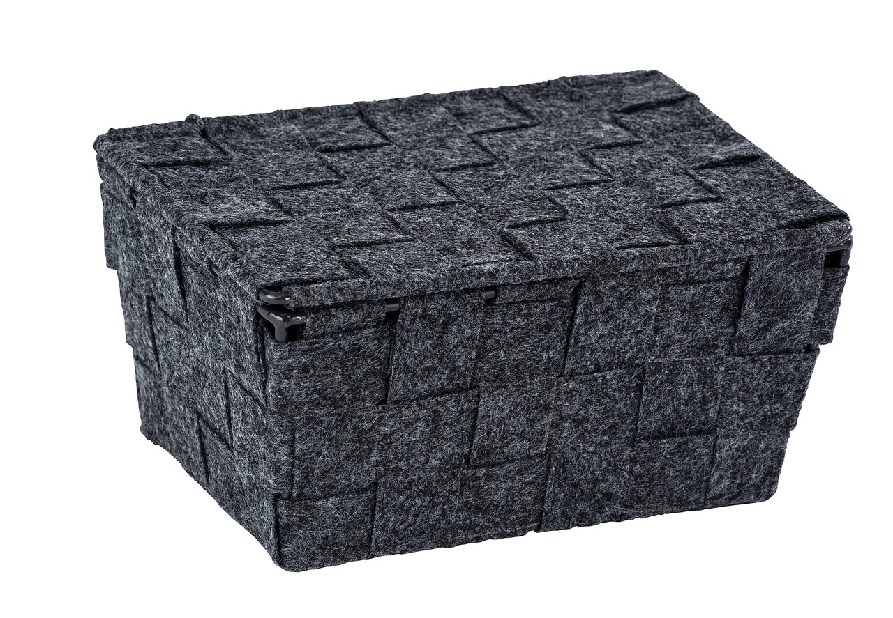 Cos depozitare cu capac, Wenko, Adria Feltro mini long, 19 x 9.4 x 14 cm, poliester, antracit - imagine 3